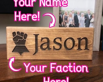 Personalized Warhammer 40k Faction Wood Sign. Custom Name and faction logo plaque for your Warhammer 40,000 display shelf! Free Shipping!