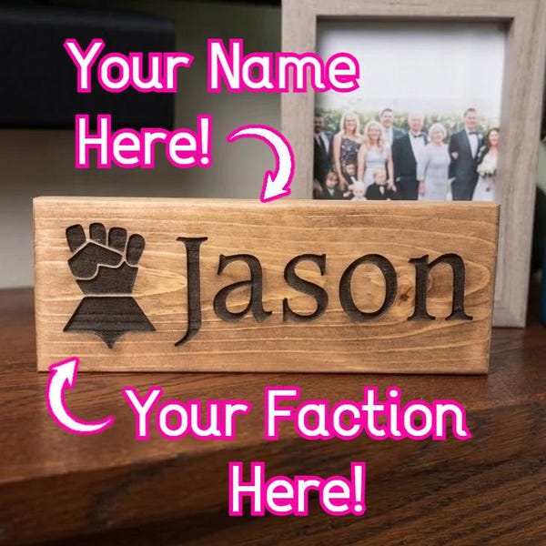 Letrero de madera personalizado de facción de Warhammer 40k. ¡Placa personalizada con nombre y logotipo de facción para tu estantería de Warhammer 40,000! ¡Envío gratis!