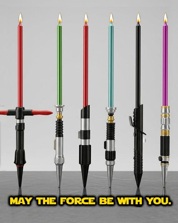 Lightsaber Candle Holder! Star Wars Birthday Candle stand! Candle included!