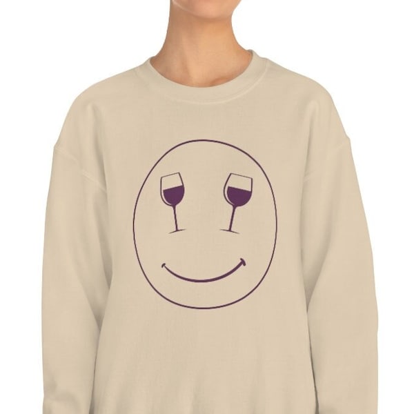 Wine Lover Sweatshirt, Wine Glasses, Wine Sweatshirt, Gift for Wine Lover, Smiley Face Sweatshirt, Smiley Face, Gift for her