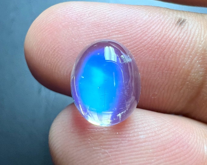 AAA Natural Blue Moonstone Gemstone Cabochon, Handmade 3.08ct Blue