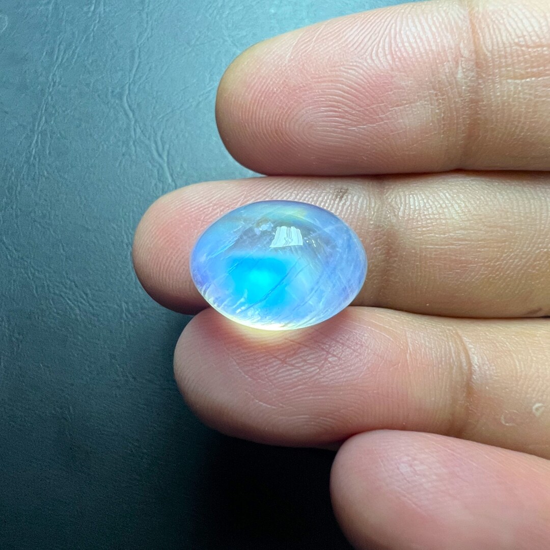 Natural Blue Moonstone Gemstone Cabochon, Stunning Blue Flash 13.58ct