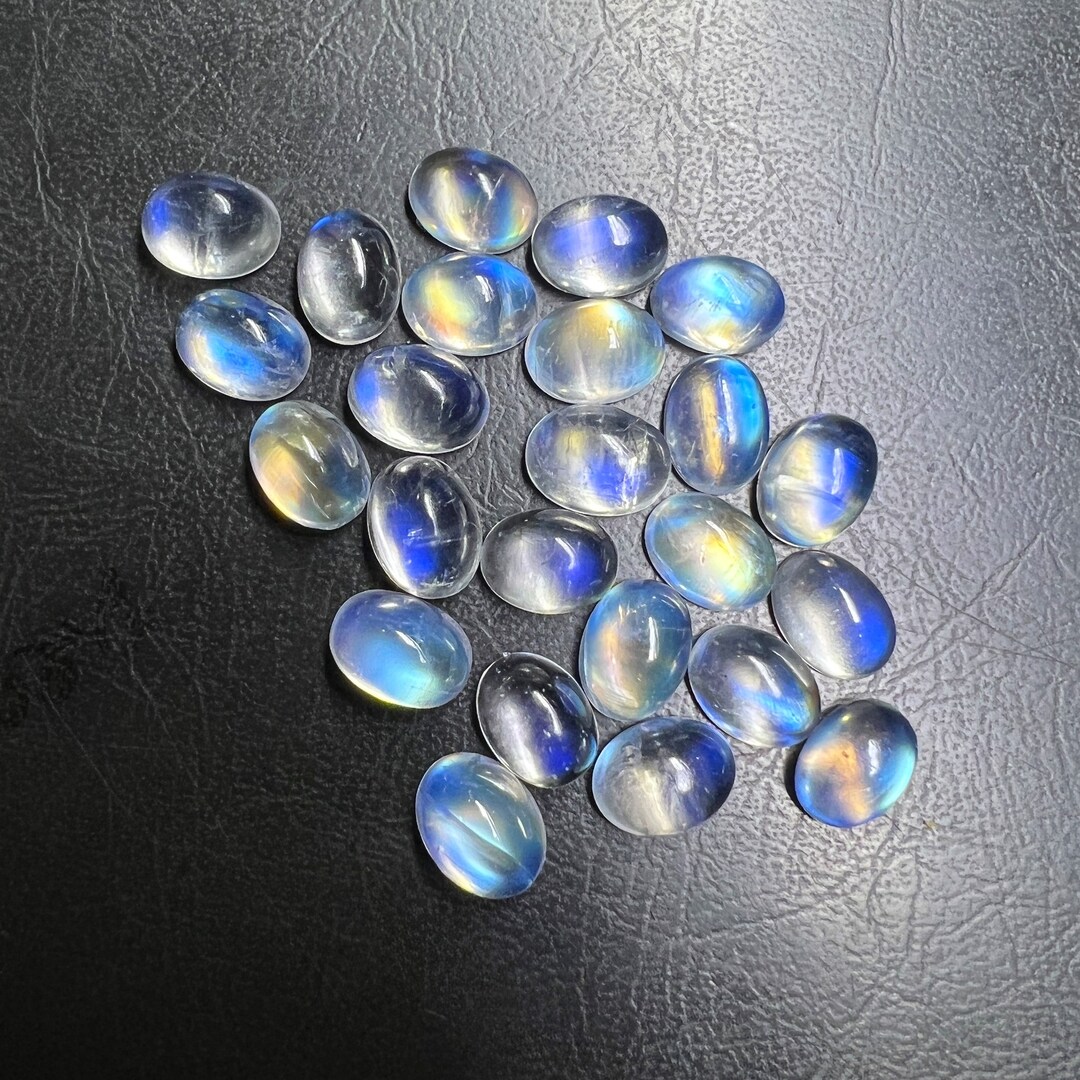 Blue Moonstone Gemstone Cabochon, 6x8mm Calibrated Natutal Moonstone