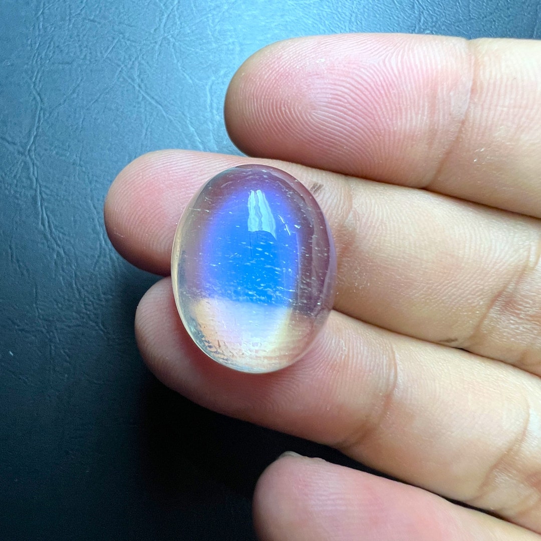 AAA Natural Blue Moonstone Gemstone Cabochon, Handmade Africa Blue