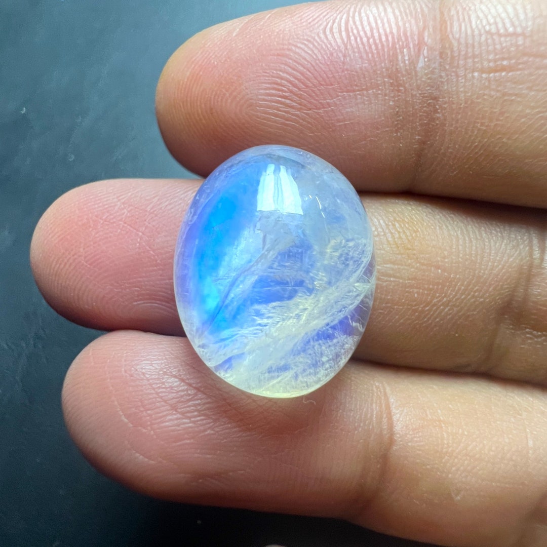 Natural Blue Moonstone Gemstone Cabochon Handmade Stunning Etsy