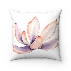 Dream Rose Succulent Spun Polyester Square Pillow