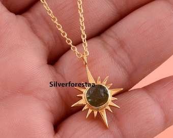 Natural Moldavite Silver Pendant Authentic Moldavite Healing Necklace 925 Sterling Silver Raw/Rough Moldavite Dainty Minimalist Necklace