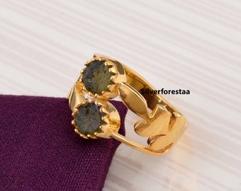 Moldavite Ring, Rough Natural Moldavite Silver Ring, Raw Authentic Moldavite Jewellery, 925 Sterling Silver Ring, Transformation Crystal