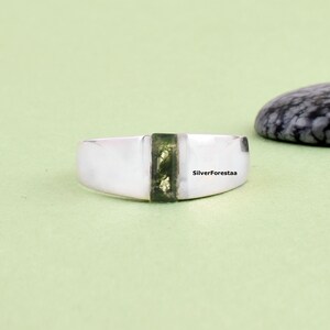 Herren Siegelring, natürlicher Moosachat Ring, Verlobungsring, Moosachat Band, Statement-Ring, Herrenring, zierlicher Ring, Boho Schmuck.