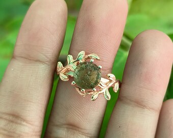 Leaf Natural Moldavite Ring Authentic Moldavite Meteorite Ring Healing Moldavite Jewellery 925 Sterling Silver Rough Moldavite Ring/Rings