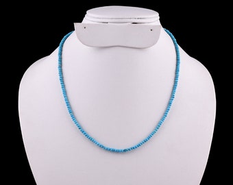 Silverly Collana In Argento 925 Con Turchese Grezzo E Perline - Gioiello Boho Lunghezza 45 Cm