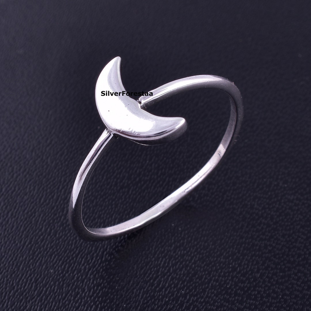 Silver Moon Rings Sterling Silver Moon Ring: Handmade Stackable Band - Etsy