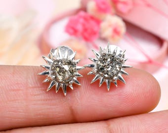 Raw Pyrite Stud Earrings: Sterling Silver Gemstone