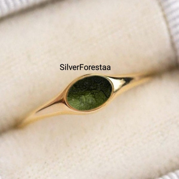 Natural Raw Moldavite Ring*Moldavite Band*925 Sterling Silver Ring*Rough Moldavite Ring*Moldavite Jewelry,Unique Authentic Moldavite Ring,