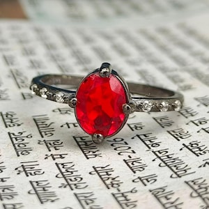 Ruby Ring, 925 Sterling Silver Ring, Red Gemstone Ring, Statement Ring, Minimalist Ring, Handmade Jewelry, Gift for Women, Dainty Ring.