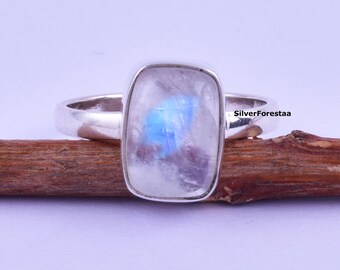 Rainbow Moonstone Ring, 925 Silver Ring, Statement Ring, Gemstone Ring, Moonstone Jewelry, June Birthstone Ring, Fidget Ring, Gift For Her