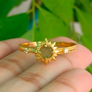 Raw Moldavite Ring: 925 Sterling Silver, Handmade Gemstone Ring