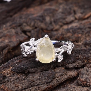Libysche Wüste Tektit Blatt Ring, echte libysche Wüste Ring, 925 Sterling Silber Ring, Meteorit Schmuck, Statement Ring, Meditation Ringe.