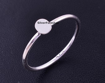 Handmade Sterling Silver Oval Ring - Stacking Band - Midi Jewelry