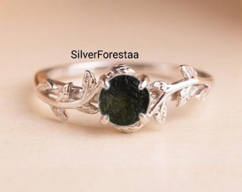 Moldavit Silber Ring: Minimalistischer Edelstein Schmuck