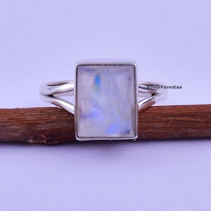 Rainbow Moonstone 925 Sterling Silver Ring: Fidget Statement Jewelry