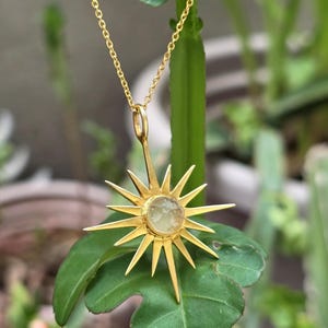 18k Gold Plated Libyan Desert Glass Pendant Necklace, Sterling Silver Bridal Jewelry