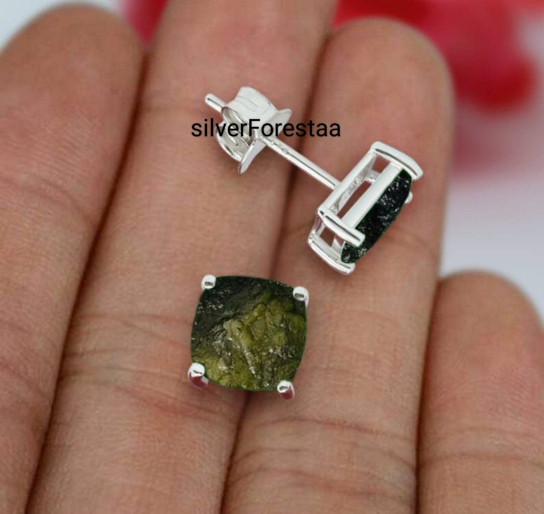 Moldavite stud earrings Clearance