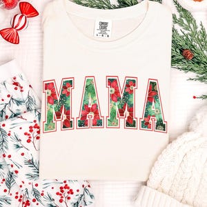 Poinsettia Mama Christmas Shirt | Comfort Colors Floral Tee