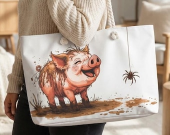 Muddy Schwein Spinne Weekender Tragetasche, wunderliche Bauernhof Tier Liebhaber Geschenk