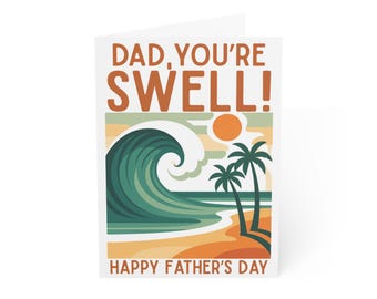 Retro Surfer Dad Father's Day Card: Mid-Century Modern Wave Art