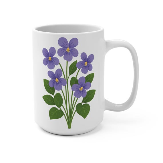 Rhode Island State Blumentasse, violette Blumentasse, Rhode Island Geschenk, Blumenkaffeetasse, botanische Tasse, RI Geschenk, Naturliebhaber Tasse
