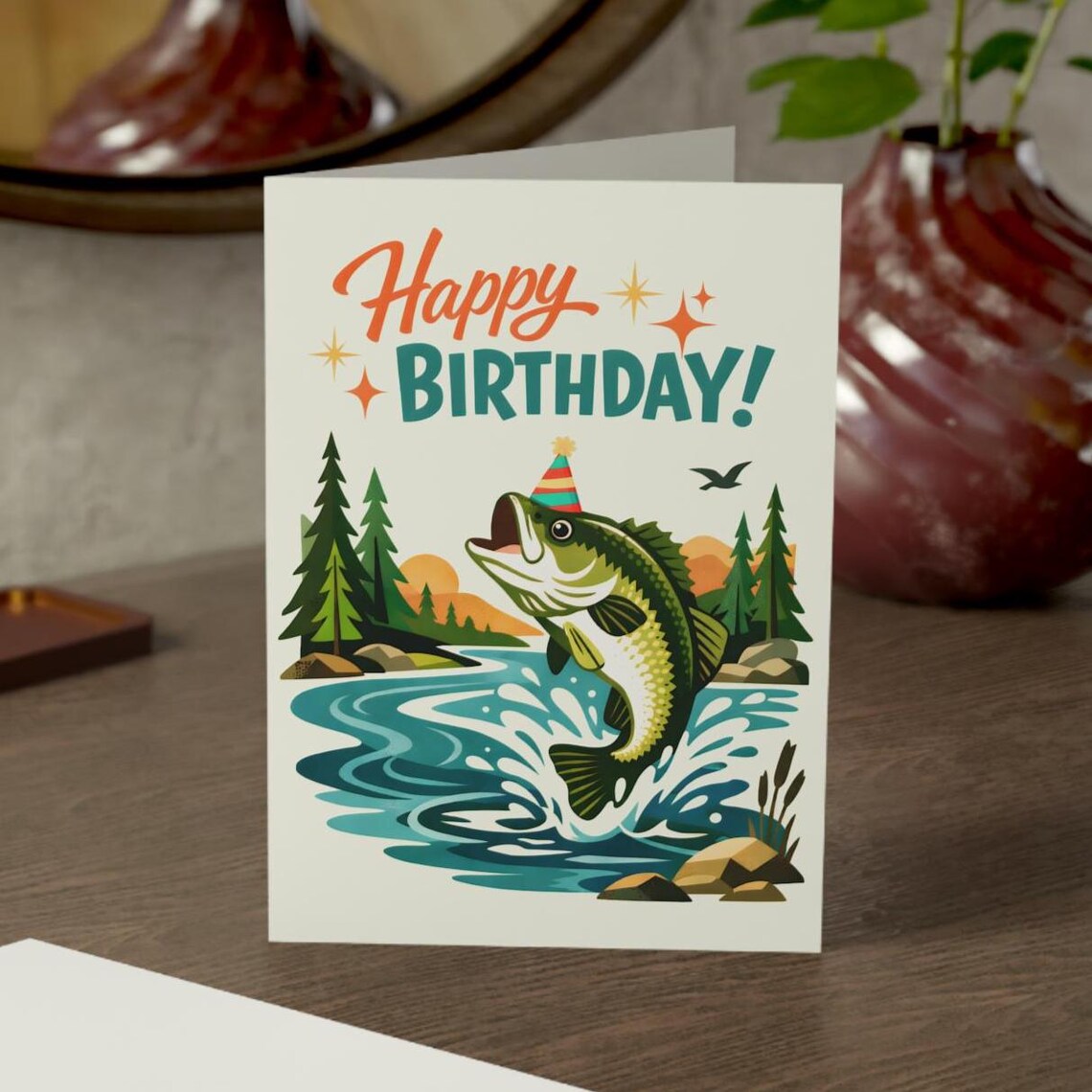 Funny Fishing Birthday Card | Retro Angler Dad Gift - Etsy