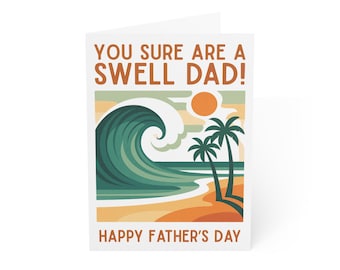 Surfer Dad Father's Day Card: Retro Beach Wave Art