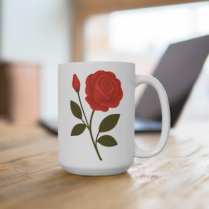Oklahoma Rose Mug: 15oz Ceramic Floral Coffee Mug