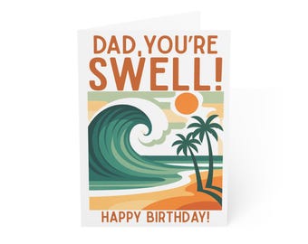 Surfer Dad Birthday Card: Retro Beach Father's Day Card