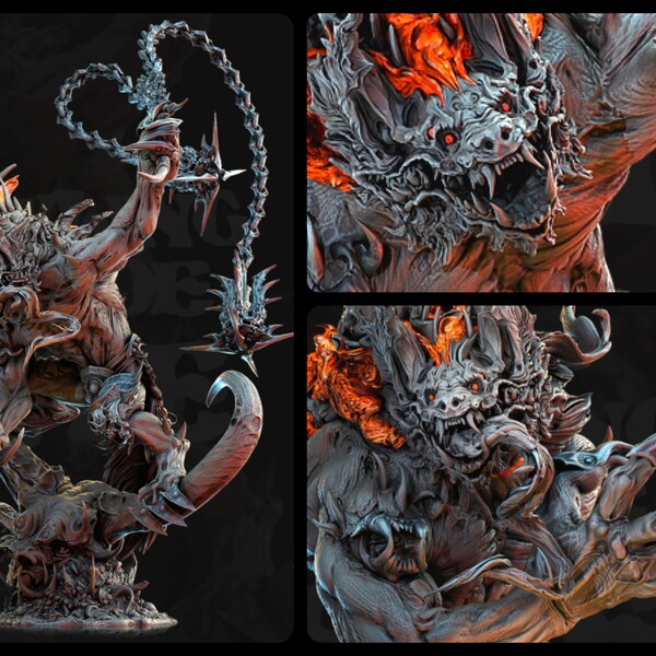 Yeenoghu Gnoll Demon Lord / 330mm & Bust - Juegos de Archivillanos / Horda Aulladora / Modelos de Resolución 4k de Calidad Premium