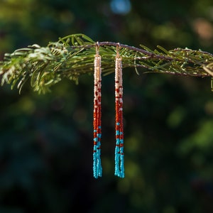 Long Fringe Earrings Southwest Wanderer | Beaded Fringe Earrings | Seed Bead Earrings | Handmade Earrings | Beaded Earrings | Long Earrings