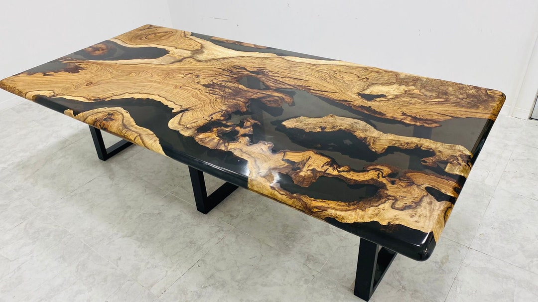 Black Rivers Walnut Table epoxy Table Resin Table Epoxy Dining Table