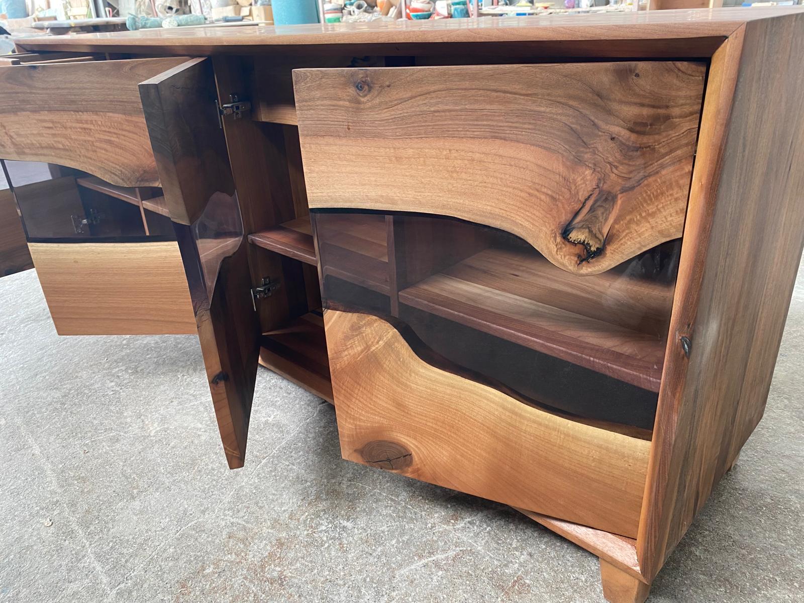 Homemade Custom Console - Epoxy Tv Unit - Walnut Wood Sideboard ...