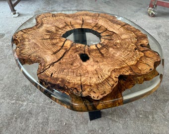 Couchtisch aus Olivenholz - Epoxy Tisch -Resin Tisch - Epoxy Esstisch -Epoxy Couchtisch-%100 Handmade-Anpassbarer Epoxy Tisch
