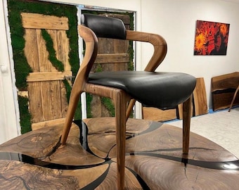 Walnut Epoxy Chair-Epoxy chair-Wooden chair-%100Handmade-Custom made