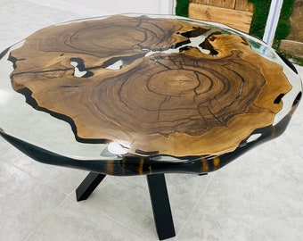 Diameter Walnut  Round Epoxy Customs Made Table- Epoxy Table-Resin Table-Dining Table-Coffee Table-%100 HANDMADE