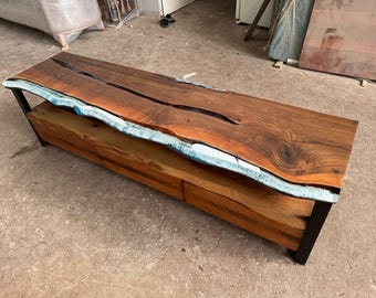 Epoxy Walnut TV Stand: Custom Resin Media Console