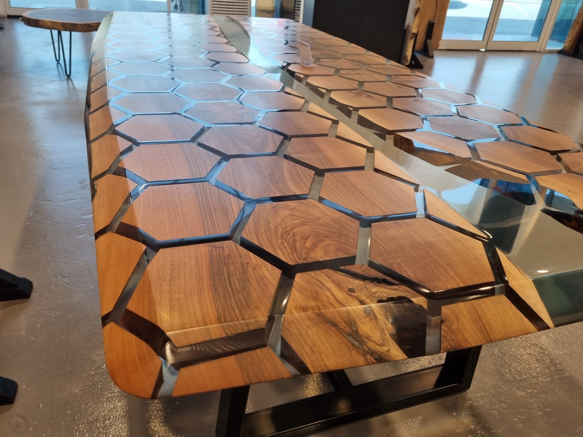 Hexagon Designed Walnut Brown Dining Table Coffe Table Epoxy Table Etsy