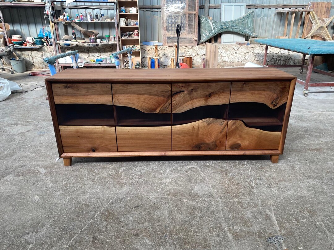 Homemade Custom Console - Epoxy Tv Unit - Walnut Wood Sideboard ...