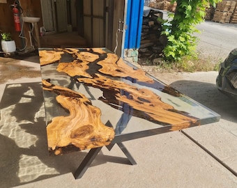 Handmade Olive Wood Epoxy Resin Table: Custom  Table