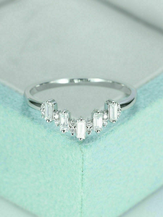 0.80ct Baguette Cut Simulated Diamond Engagement Wedding Band - Etsy