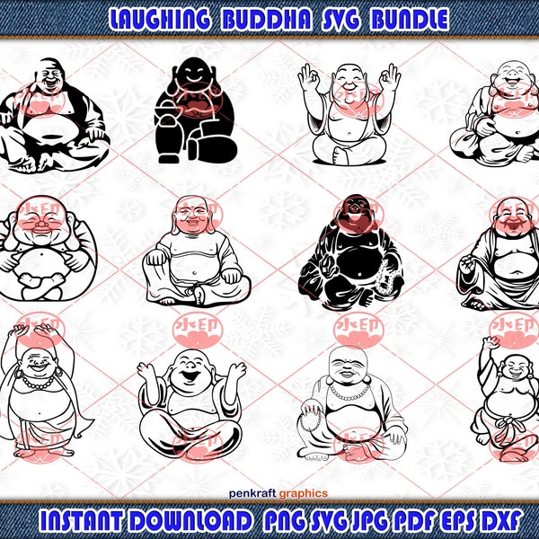 Laughing Buddha svg bundle, Buddha Svg, Meditation Buddha, Meditation Svg, Yoga Svg, Spiritual Svg, Happy Buddha Silhouette Cricut