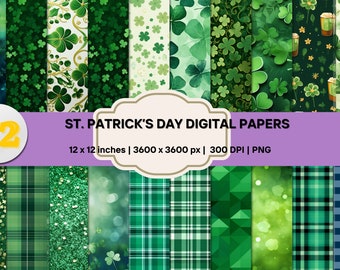 St. Patrick's Day Digital Papers: Shamrock Green (Digital Download)