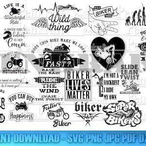 Motorcykel Biker Citat SVG Bundle, Motocross Silhuett (Digitala Filer)